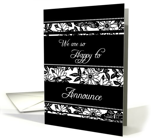 Son Engagement Announcement - Black & White Floral card (777025)