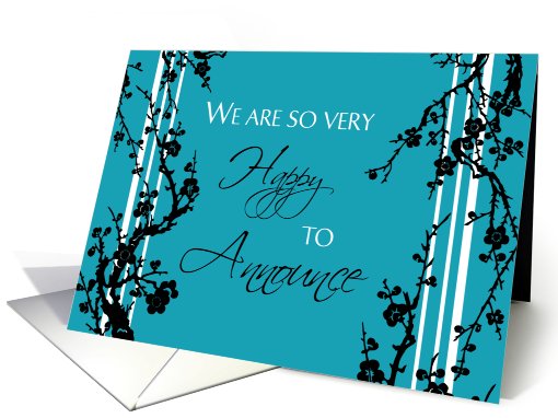 Son Engagement Announcement - Black & Turquoise Floral card (777037)