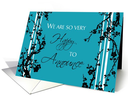Engagement Announcement - Black & Turquoise Floral card (777038)