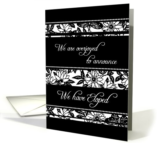 Elopement Announcement - Black & White Floral card (777116)
