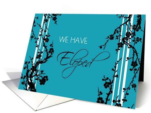 Elopement Announcement - Black & Turquoise Floral card (777786)