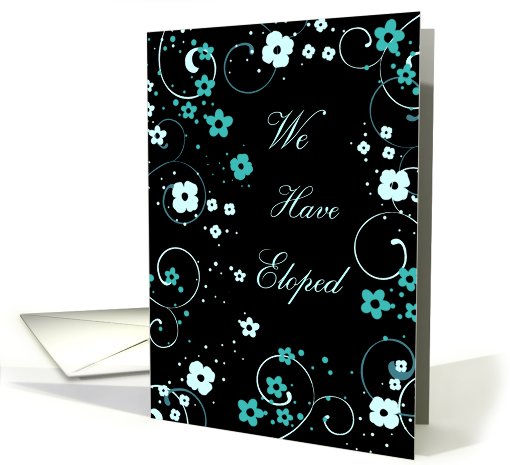 Elopement Announcement - Black & Turquoise Floral card (777793)