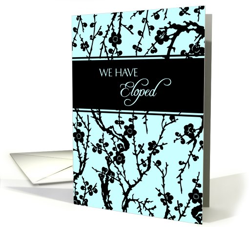 Elopement Announcement - Black & Turquoise Floral card (777797)