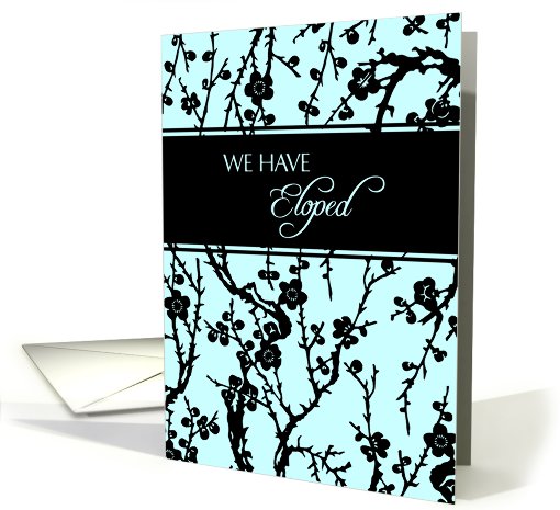 Elopement Party Invitation - Turquoise & Black Floral card (778338)