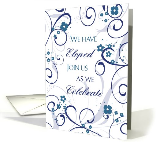 Elopement Party Invitation - White & Blue Flowers card (778349)
