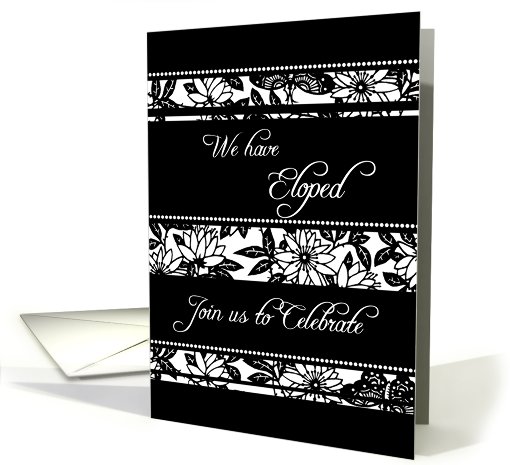 Elopement Party Invitation - Black & White Flowers card (778351)