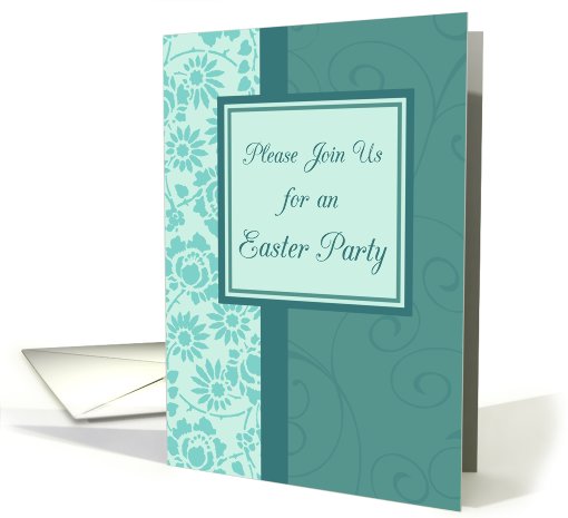 Easter Party Invitation - Turquoise Floral card (782690)