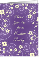 Easter Party Invitation - Purple & Yellow Flowers card