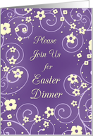 Easter Dinner Invitation - Purple & Yellow Flowers card