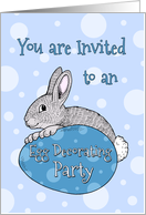 Easter Egg Decorating Party Invitation - Blue Easter Bunny card