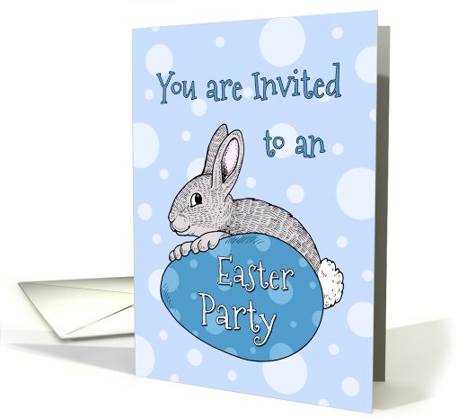 Easter Party Invitation - Blue Easter Bunny card (782902)