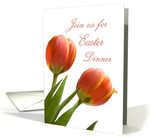 Easter Dinner Invitation - Orange Flowers card (782973)