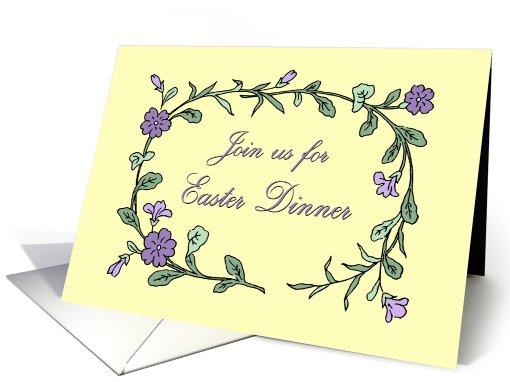 Easter Dinner Invitation - Yellow & Purple Flowers card (782988)