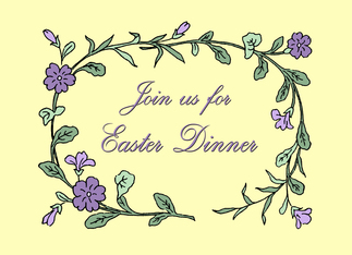 Easter Dinner Invitation - Yellow & Purple Flowers