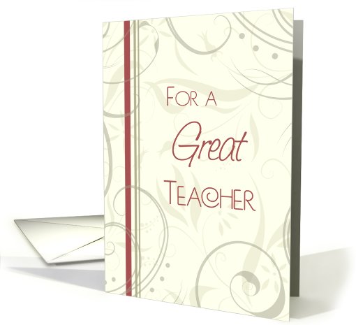 Teacher Appreciation Day - Red & Beige Swirls card (784039)