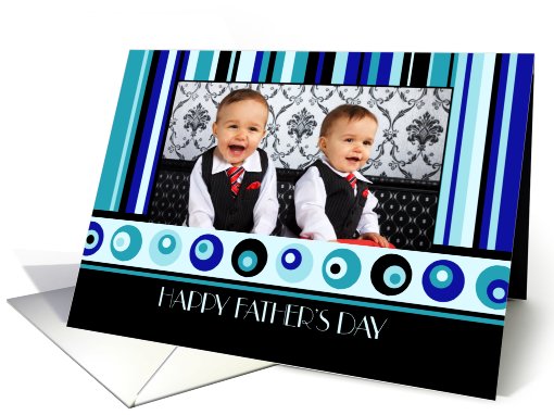 Happy Father's Day Photo Card - Blue Stripes card (806817)