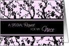 Niece Junior Bridesmaid Invitation - Pink & Black Floral card
