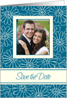 Wedding Save the Date Photo Card - Turquoise & White Floral card