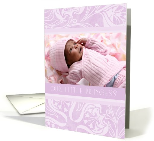 Birth Announcement Little Princess Photo Card - Lavender Swirl card