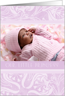 Birth Announcement Little Princess Photo Card - Lavender Swirl card