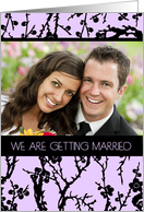 Engagement Announcement Photo Card - Lavender and Black Floral card