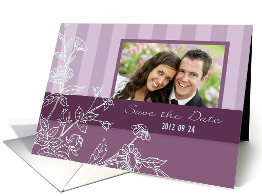 Wedding Save the Date Photo Card - Purple Floral card (836006)