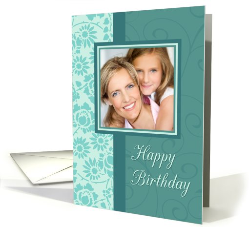 Happy Birthday Photo Card - Turquoise Floral card (836111)