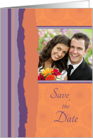 Wedding Save the Date Photo Card - Orange & Purple card