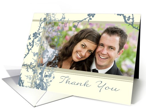 Wedding Thank You Photo Card - Blue Floral card (839603)