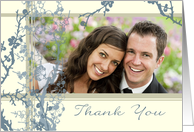 Wedding Thank You Photo Card - Blue Floral card