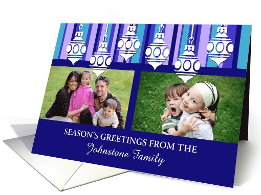 Season's Greeting Photo Card - Blue and White Decorations card