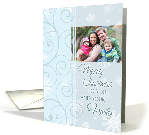 Merry Christmas Photo Card - Blue and White Snowflakes card (851098)