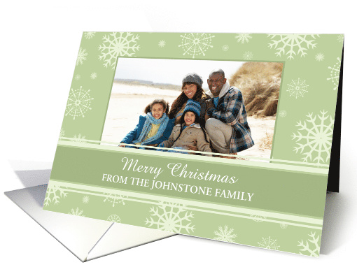 Merry Christmas Photo Card - Green Snowflakes card (851104)