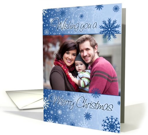 Merry Christmas Photo Card - Blue Snowflakes card (851140)
