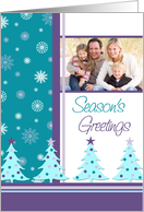 Season’s Greetings Photo Card - Turquoise Christmas Trees card