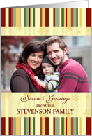 Season’s Greetings Photo Card - Stripes and Snowflakes card