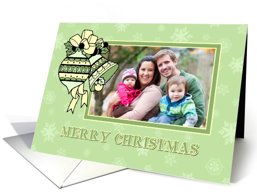 Merry Christmas Photo Card - Green and Yellow Decorations card