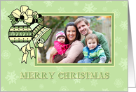 Merry Christmas Photo Card - Green and Yellow Decorations card