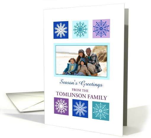 Season's Greetings Photo Card - Modern Snowflakes card (852862)