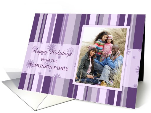 Happy Holidays Photo Card - Purple Snowflakes card (852865)