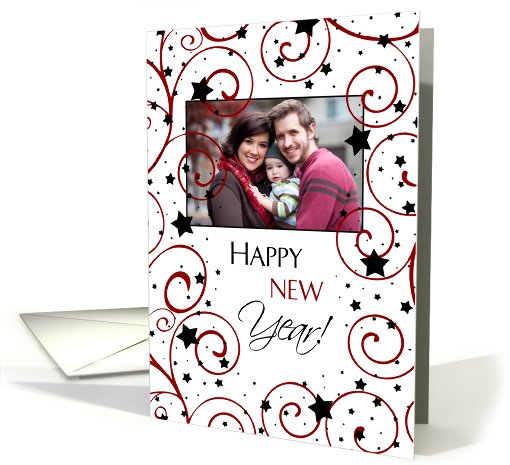 Happy New Year Photo Card - Swirls and Stars card (853156)