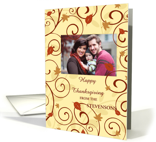 Happy Thanksgiving Photo Card - Swirls and Leaves card (853308)