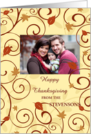 Happy Thanksgiving Photo Card - Swirls and Leaves card