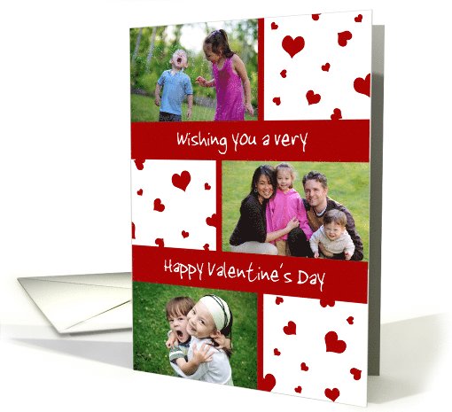 Happy Valentine's Day Photo Card - Red and White Hearts card (898636)