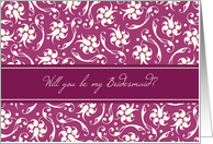 Bridesmaid Invitation - Fuchsia Pink and Cream Floral card