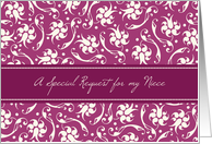 Niece Bridesmaid Invitation - Fuchsia Pink and Cream Floral card