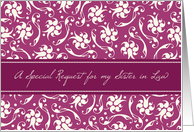 Sister in Law Bridesmaid Invitation - Fuchsia Pink and Cream Floral card