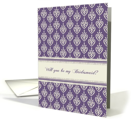 Will you be my Bridesmaid Invitation - Purple Cream card (918662)