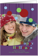 Happy Holidays 1st Christmas Couple Photo Card - Modern Ornaments card
