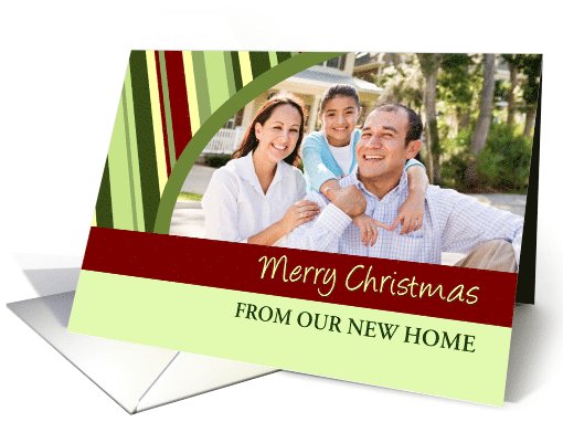 Merry Christmas New Home Photo Card - Modern Stripes card (948797)